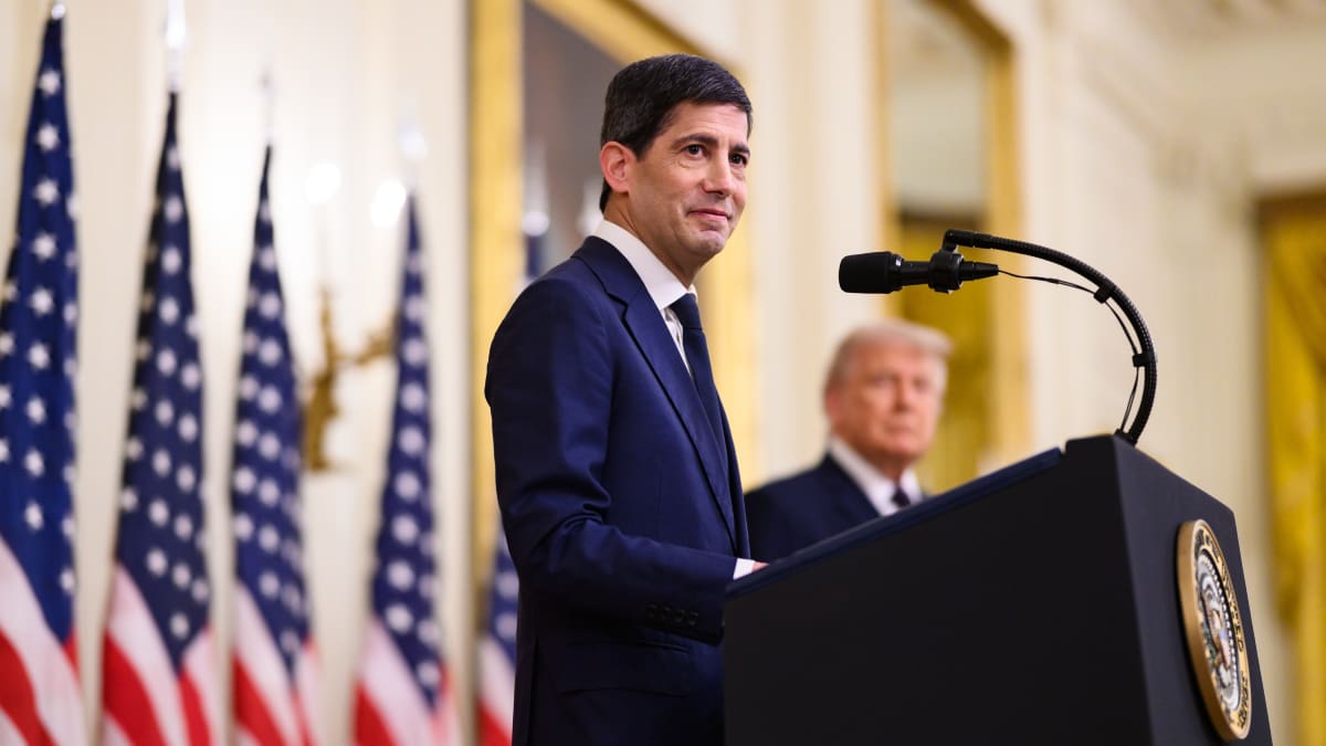 Foto van Fed-voorzitter Kevin Warsh met Trump