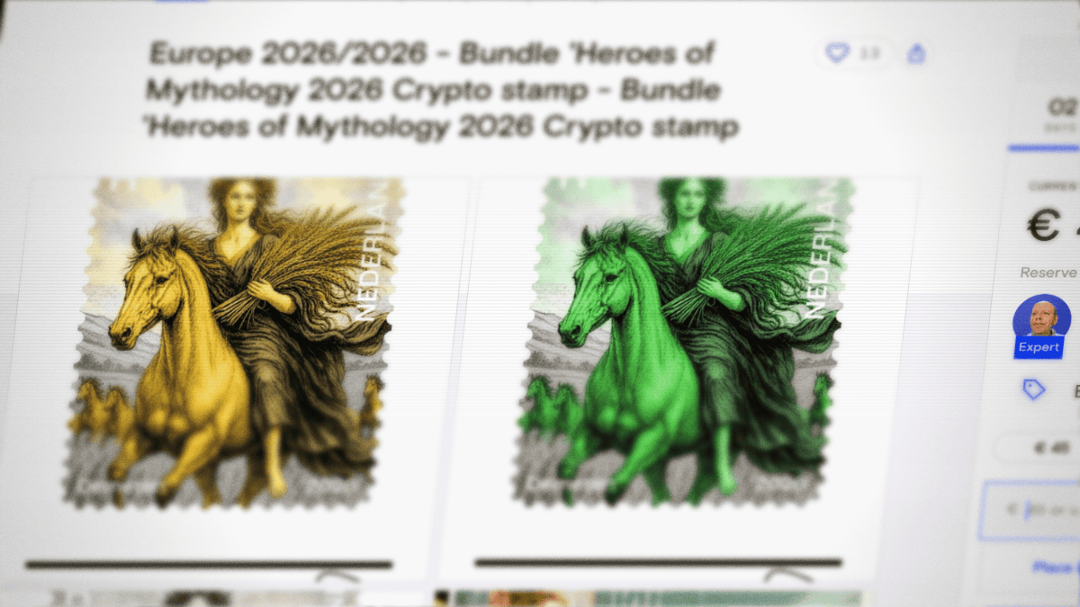 Nieuwe Europese Crypto stamp is populair en verschijnt op veilingen