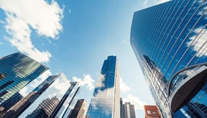 Bank-gebouwen-skyline Bloomberg: Steeds meer investeerders ruilen crypto in voor fiatvaluta