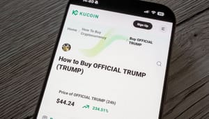 Een afbeelding van de cryptomunt van Donald Trump, genaamd de official trump (TRUMP) memecoin