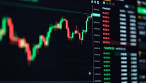 Een afbeelding van de bitcoin (BTC) koers in de vorm van een candle chart, pricerange $70.000 Een afbeelding van de bitcoin (BTC) koers in de vorm van een candle chart, pricerange $70.000