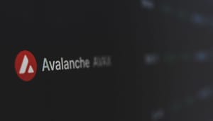 Een close up shot van de altcoin en cryptomunt avalanche in een ranking, met ticker en prijs Een close up shot van de altcoin en cryptomunt avalanche in een ranking, met ticker en prijs