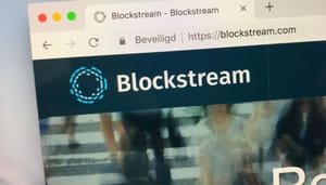 Een tabblad op een webbrowser op een Apple computer of laptop met daarop de site van bitcoin gigant Blockstream Een tabblad op een webbrowser op een Apple computer of laptop met daarop de site van bitcoin gigant Blockstream