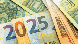 Euro in contantgeld met jaartal 2025
