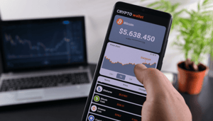 Afbeelding van een cryptowallet met bitcoin Afbeelding van een cryptowallet met bitcoin