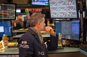 stockbroker-crypto-nyse Aandelen handelaar op de beurs