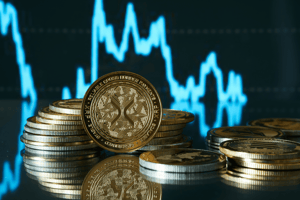 xrp-metkoers XRP munt voor koers op scherm