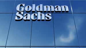 Goldman Sachs logo op kantoorgebouw Goldman Sachs logo op kantoorgebouw