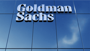 Goldman Sachs logo op kantoorgebouw