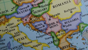 balkan-europa-crypto foto van de kaart van oost-europa met de focus op de Balkan
