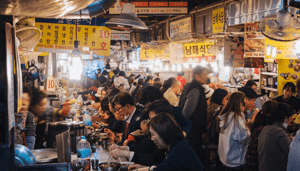 Straatfoto van mensen in Seyoul Zuid-Korea Straatfoto van mensen in Seyoul Zuid-Korea