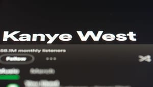 Een afbeelding van de spotify pagina van de wereldberoemde rapper Kanye West