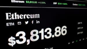 Een pagina van ethereum (ETH) crypto pagina met een prijs