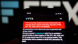 Een afbeelding van de failliete cryptobeurs FTX, met een scherm dat opnames uitgeschakeld zijn Een afbeelding van de failliete cryptobeurs FTX, met een scherm dat opnames uitgeschakeld zijn