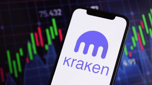 Foto van Kraken logo op mobiel Foto van Kraken logo op mobiel