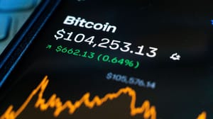 Een afbeelding van de bitcoin koers en prijs op een pagina van BTC op een cryptobeurs Een afbeelding van de bitcoin koers en prijs op een pagina van BTC op een cryptobeurs