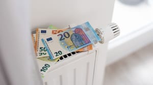 Een afbeelding van euro's op een verwarming Een afbeelding van euro's op een verwarming