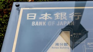 Een afbeelding van een bord van de centrale bank van Japan, een van de grootste economieën op aarde Een afbeelding van een bord van de centrale bank van Japan, een van de grootste economieën op aarde