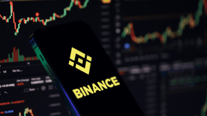 Binance logo met koersgrafieken Binance logo met koersgrafieken