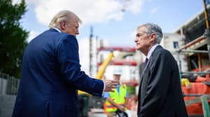 Donald Trump en fed voorzitter Jerome Powell bespreken verbouwingen in Washington DC Donald Trump en fed voorzitter Jerome Powell bespreken verbouwingen in Washington DC
