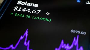 Een afbeelding van een coinpagina van Solana (SOL) op een cryptobeurs met daarbij een grafiek van de koers Een afbeelding van een coinpagina van Solana (SOL) op een cryptobeurs met daarbij een grafiek van de koers