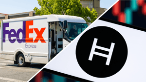 Een split image met FedEx en Hedera