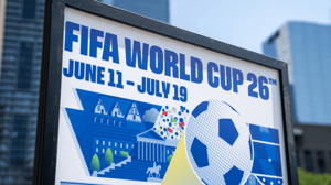 Bord voor het Fifa WK voetbal 2026