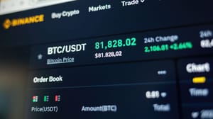 Een afbeelding van de koers van bitcoin op Binance Een afbeelding van de koers van bitcoin op Binance