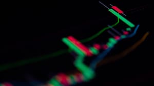 Een afbeelding van een stijgende grafiek van een cryptomunt, candle chart Een afbeelding van een stijgende grafiek van een cryptomunt, candle chart