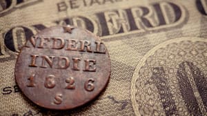Een afbeelding van een munt van Nederlands Indie in de tijd van de koloniale bezetting Een afbeelding van een munt van Nederlands Indie in de tijd van de koloniale bezetting