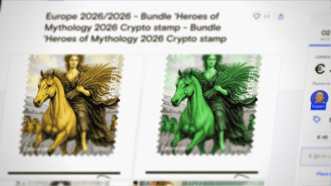 Nieuwe Europese Crypto stamp is populair en verschijnt op veilingen