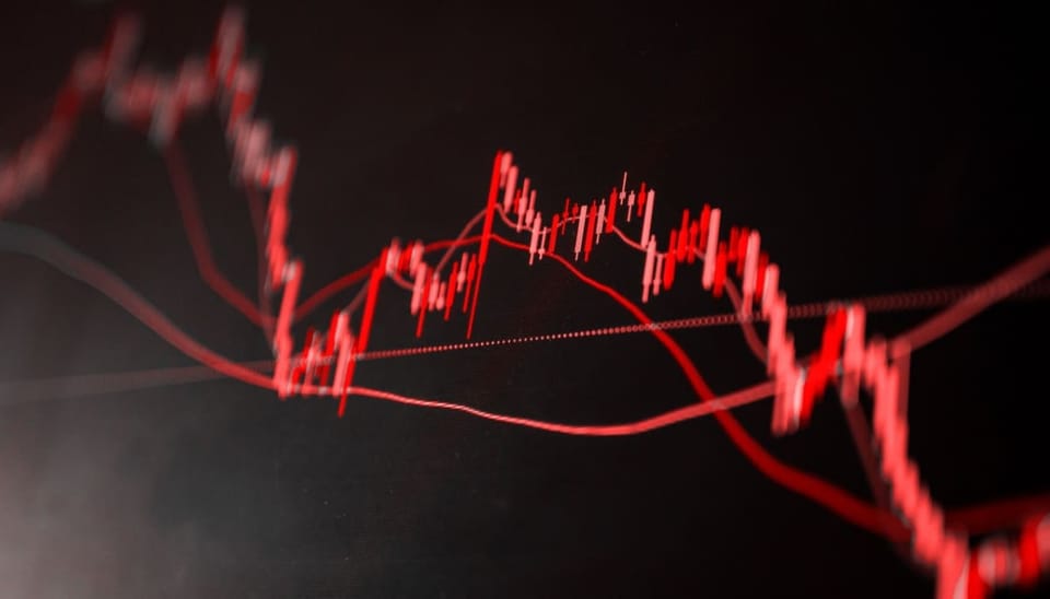 Dalende bitcoin koers en crypto, aandelen