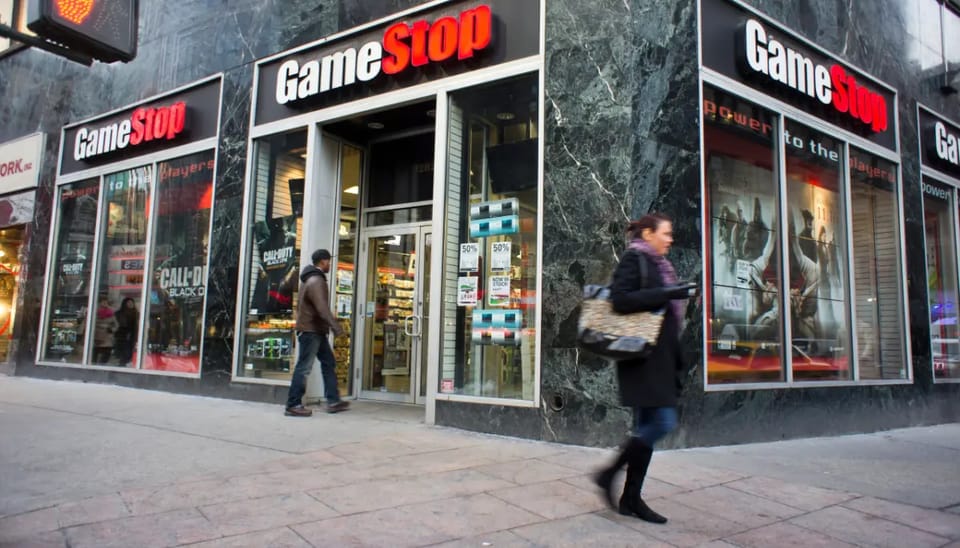 De voorkant van een GameStop winkel in de VS
