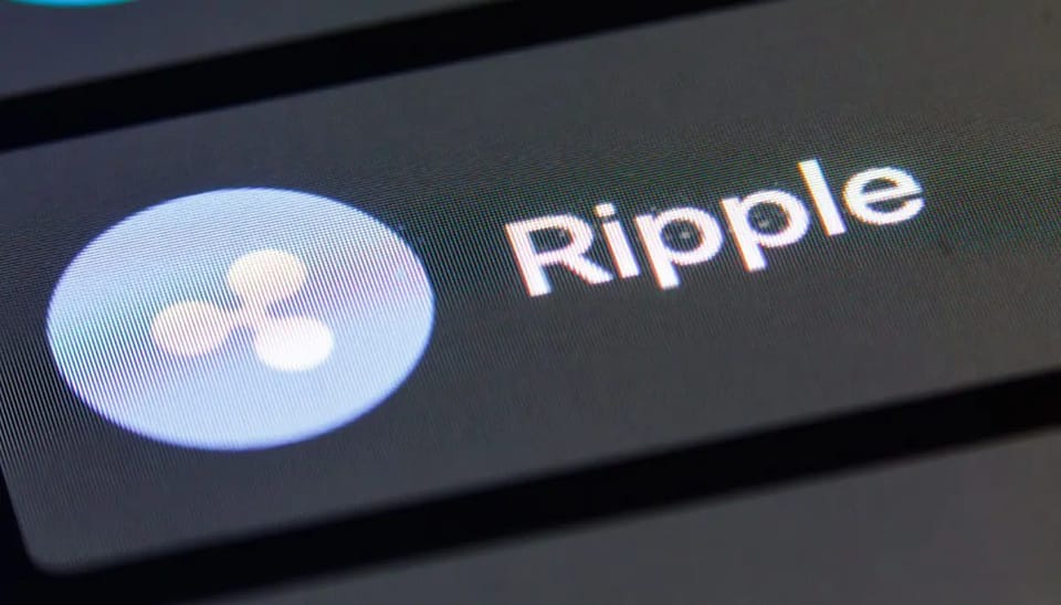 Het logo van Ripple (XRP) op een scherm.