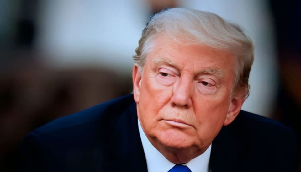 Een afbeelding van president Donald Trump in april