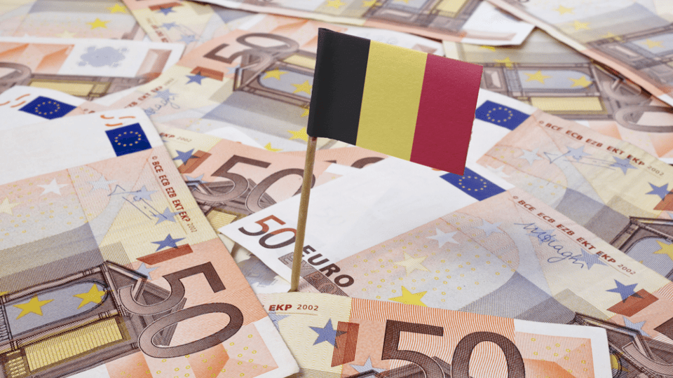Belgische vlag met euro biljetten