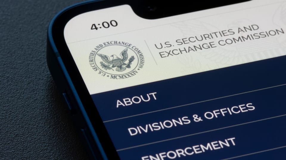 Een afbeelding van de Amerikaanse securities and exchange commission, de financiële waakhond die de aandelen- en cryptomarkt overziet