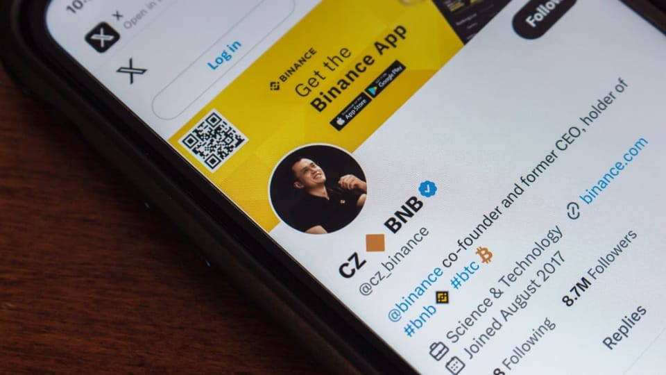 Een afbeelding van het X account van Binance oprichter ChangPeng Zhao, die onder andere de crypto BNB bezit