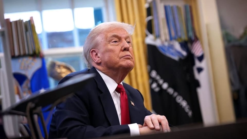 Donald Trump in de Oval Office in het Witte Huis