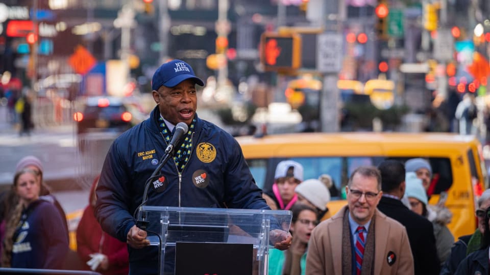 Een afbeelding van New York City burgemeester Eric Adams