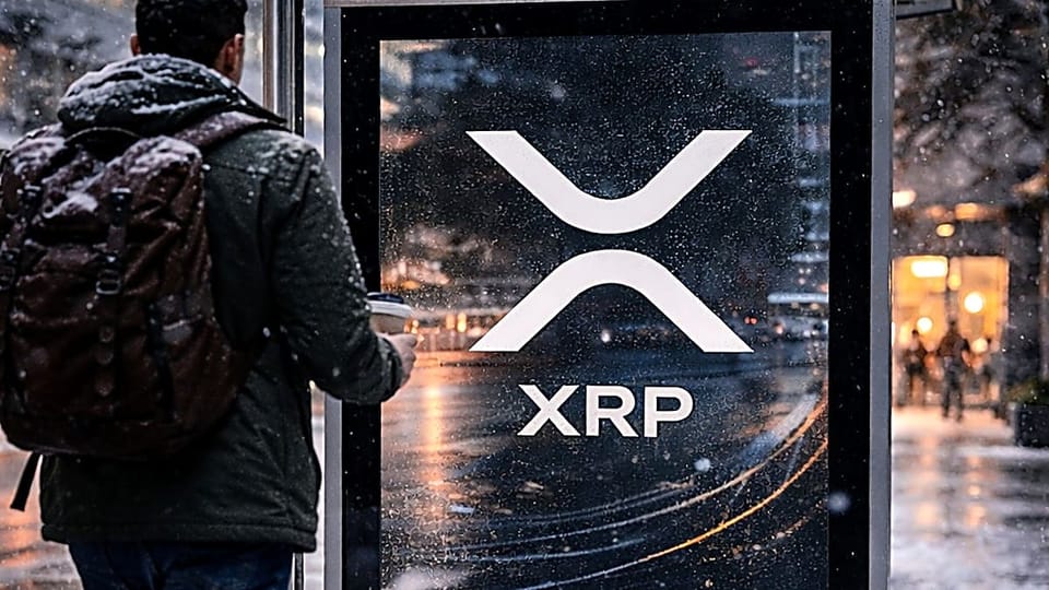 Ripple's cryptomunt XRP reclame op bushokje