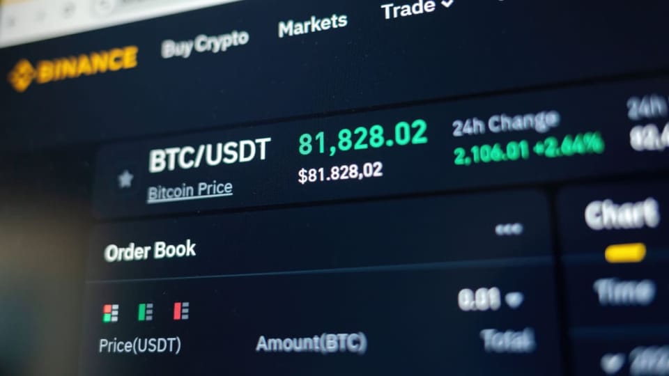 Een afbeelding van de koers van bitcoin op Binance