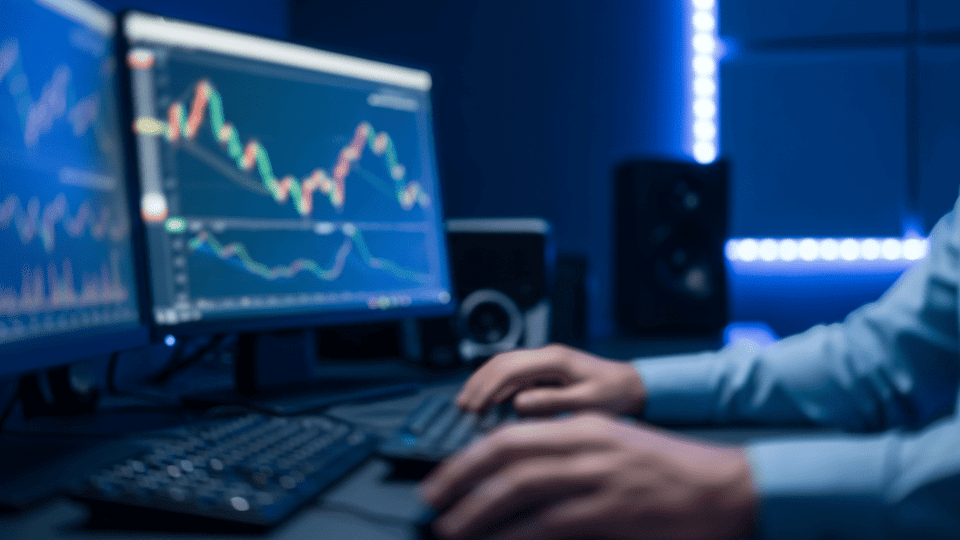Bitcoin-handelaar-achter-computer