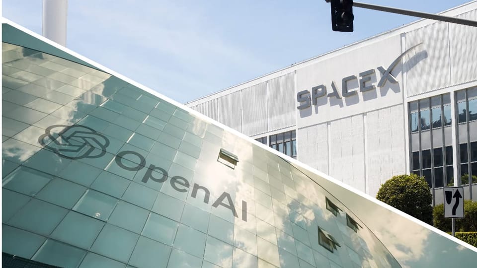 Een split image van SpaceX en OpenAI