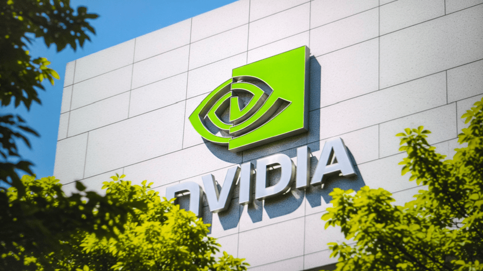 Nvidia logo op kantoorgebouw