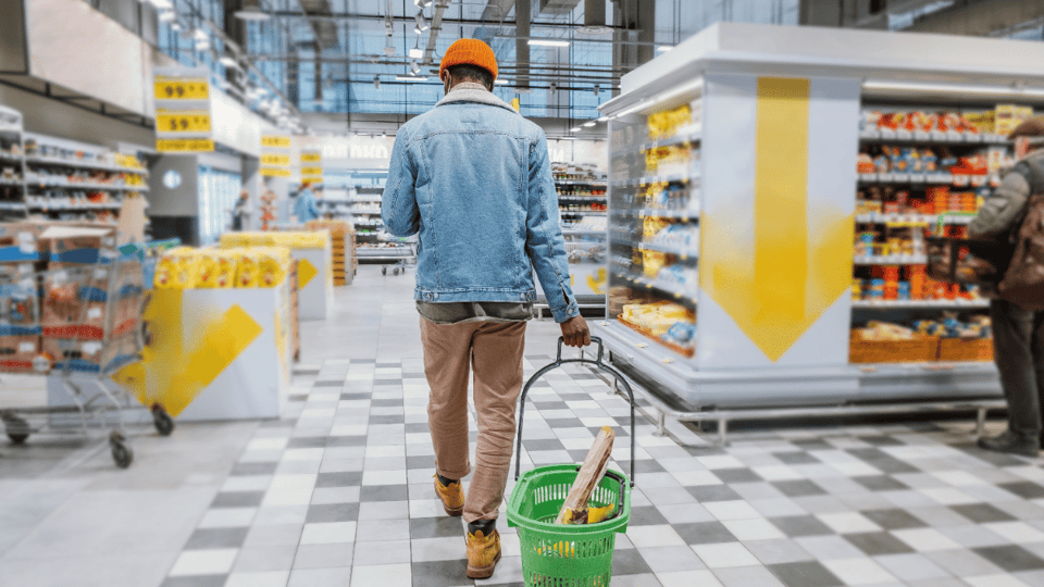 Amerikaan-in-supermarkt Amerikaan-in-supermarkt