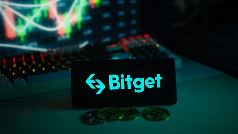 Foto van Bitget logo op mobiel