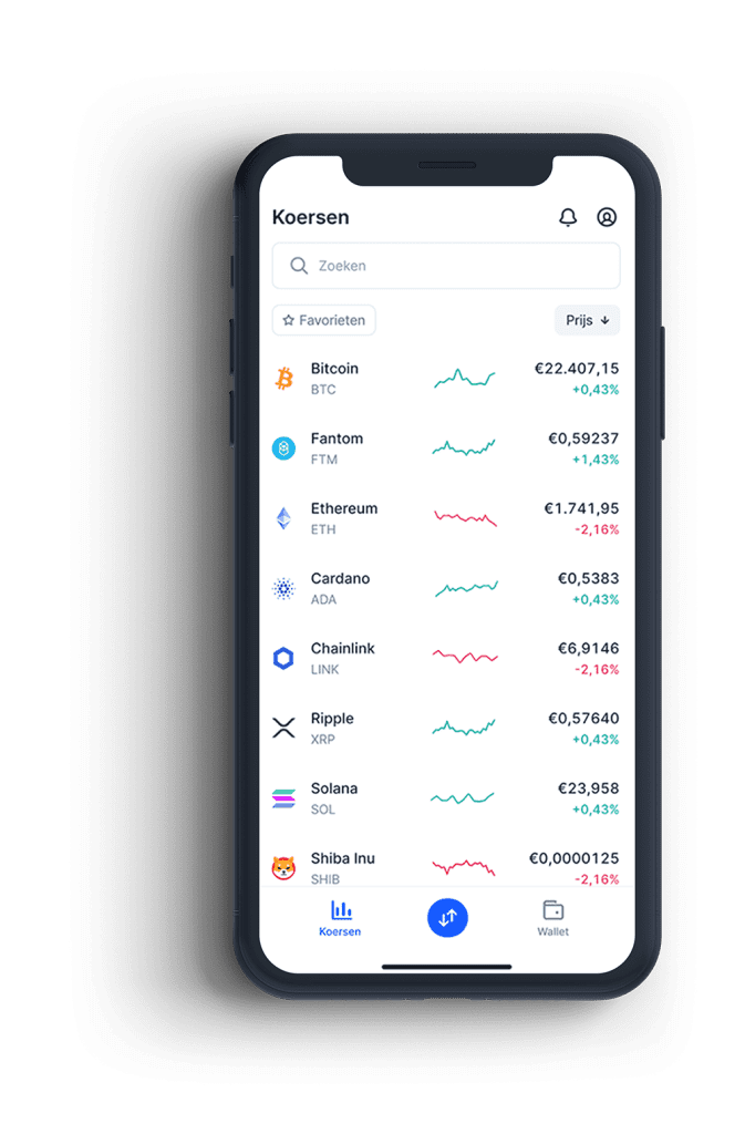Bitvavo app koersoverzicht