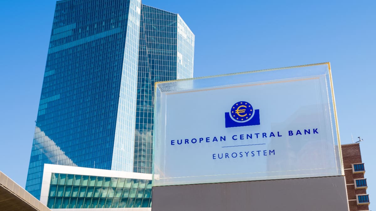 Een afbeelding van de europese centrale bank (ECB) die de euro economische regio financieel beheert Een afbeelding van de europese centrale bank (ECB) die de euro economische regio financieel beheert