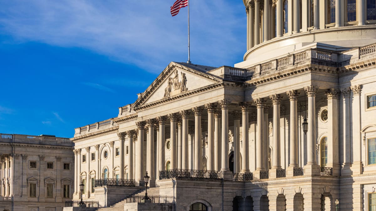 Een afbeelding van het capitool in Washington DC in de Verenigde Staten